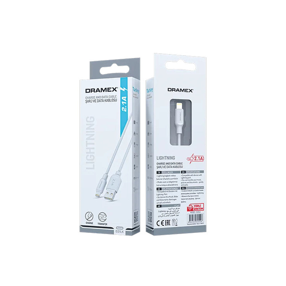  Dramex D21LK 2.1A Lightning-USB Şarj ve Data Kablosu