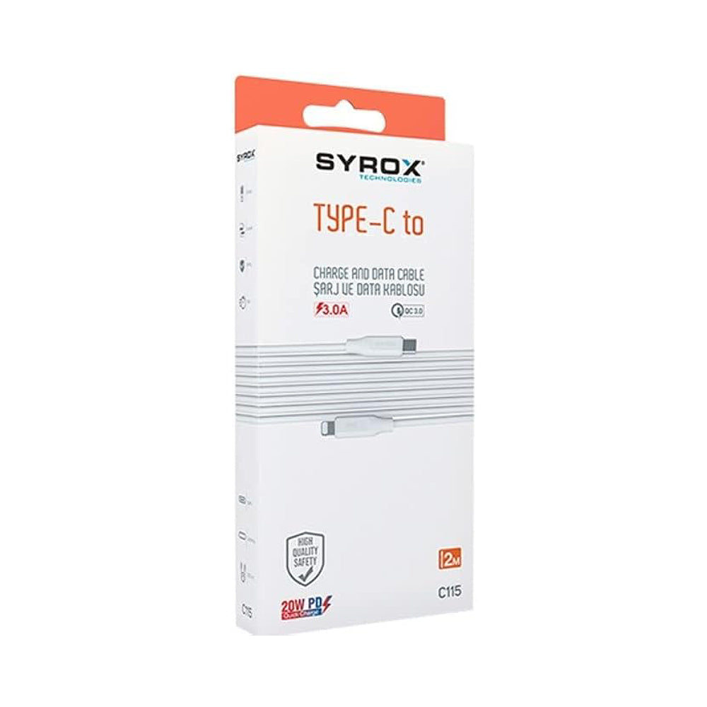  Syrox C115 Type-C to Lightning 2metre Şarj ve Data Kablosu